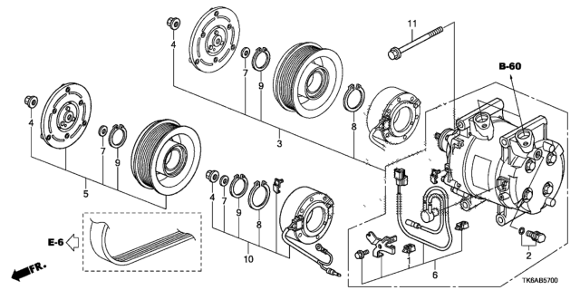 2013 Honda Fit 5 Door FIT (SAYAMA PLANT) KA 5MT A/C Compressor Diagram