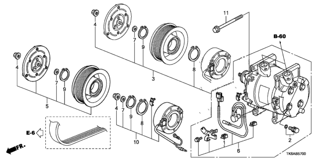 2013 Honda Fit A/C Compressor Diagram