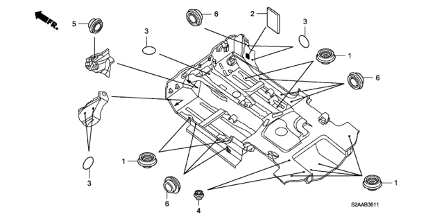 2009 Honda S2000 2 Door CR (WITH AC) KA 6MT Grommet (Floor) Diagram