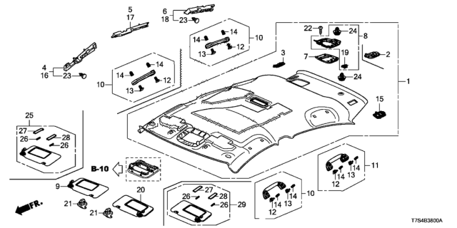 2016 Honda HR-V 5 Door LX (2WD) KA CVT Roof Lining Diagram
