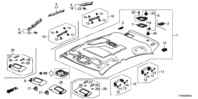 2019 Honda HR-V Sunvisor Assembly, Passenger Side (Deep Black) (Mirror) Diagram for 83230-T7W-A01ZB