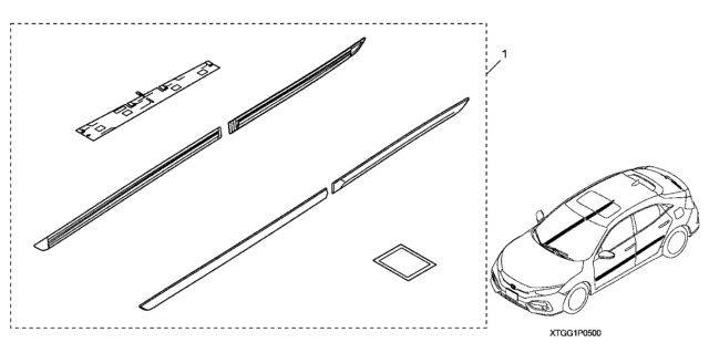 2020 Honda Civic 5 Door EX (HONDA SENSING) KL CVT Body Side Molding Diagram