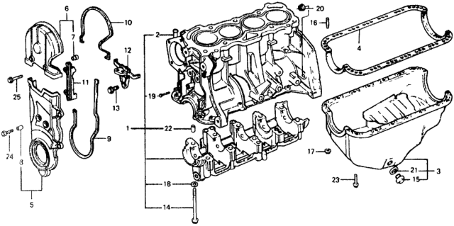 1979 Honda Civic 3 Door ** (1200) ** 4MT Cylinder Block - Oil Pan Diagram