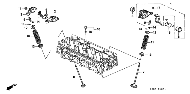 1998 Honda Civic 2 Door HX KL CVT Valve - Rocker Arm (VTEC) Diagram