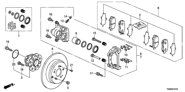 2011 Honda Odyssey Pad Set, Rear Diagram for 43022-TK8-A01