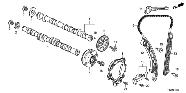 2015 Honda Accord Hybrid Sprocket, Cam Chain Driven (46T) Diagram for 14211-PWA-000