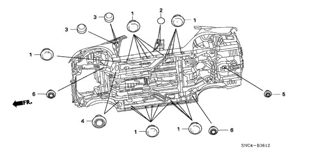 2008 Honda Civic Grommet (Lower) Diagram