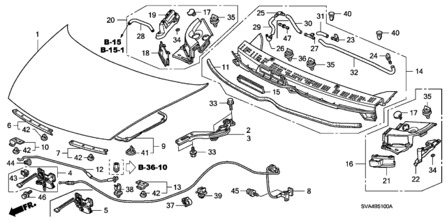 2009 Honda Civic Engine Hood Diagram