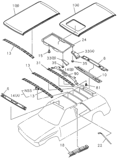 1994 Honda Passport Panel, Roof Diagram for 8-94326-912-3