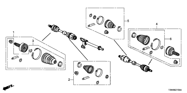 2014 Honda Accord Hybrid Boot Set, Inboard Diagram for 44017-T3V-A00