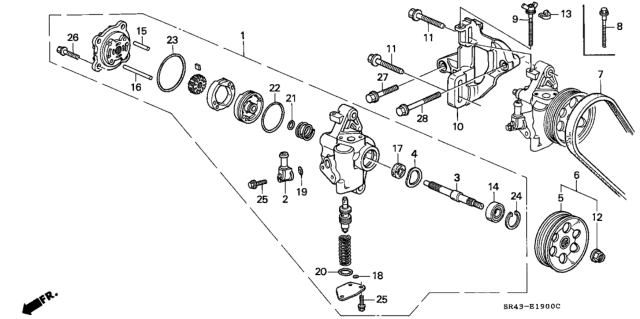 1992 Honda Civic Bolt, Power Steering Pump Adjusting Diagram for 56996-PR3-010