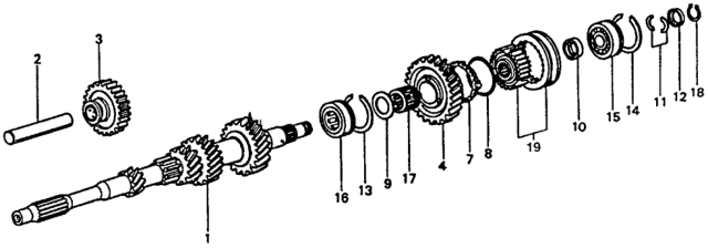 1977 Honda Civic 3 Door ** (1500) KA 5MT 5MT Mainshaft - Mainshaft Gears Diagram