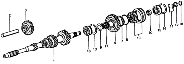 1976 Honda Civic 5MT Mainshaft - Mainshaft Gears Diagram