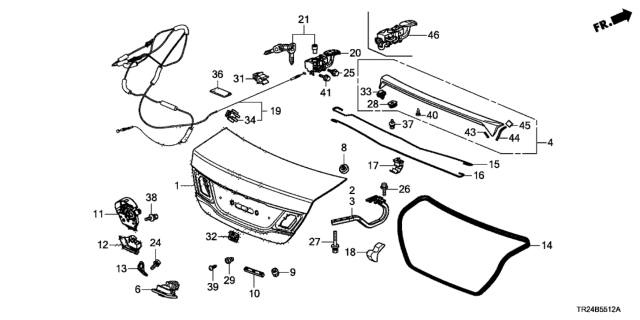 2015 Honda Civic Spoiler Assembly, Trunk (White Orchid Pearl) Diagram for 71700-TT1-A01ZB