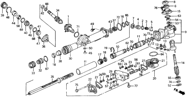 1991 Honda Prelude P.S. Box Components 4WS Diagram