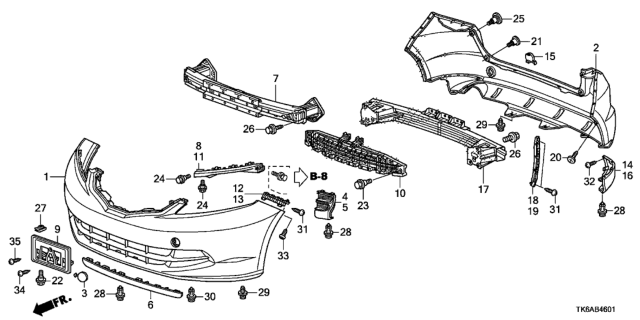 2013 Honda Fit 5 Door FIT (SAYAMA PLANT) KA 5MT Bumpers Diagram