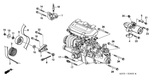 2002 Honda Insight Belt, Water Pump Diagram for 19230-PHM-506