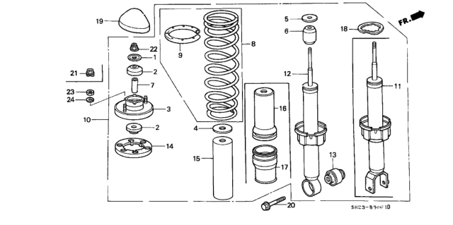 1988 Honda CRX Shock Absorber Assembly, Rear Diagram for 52610-SH3-014