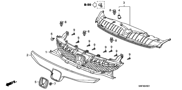 2011 Honda Civic Front Grille Diagram