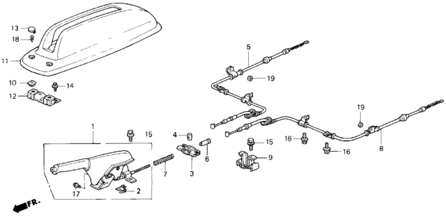 1995 Honda Odyssey Lever Assy., Parking Brake *YR169L* (MILD BEIGE) Diagram for 47105-SX0-000ZC