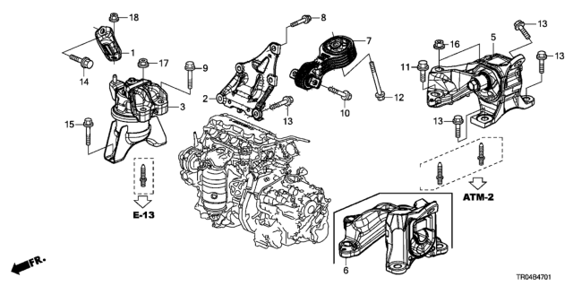 2012 Honda Civic Mounting, Engine Side (AT) Diagram for 50820-TR0-A81