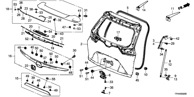 2020 Honda CR-V Hybrid 5 Door LX (HYBRID) KA CVT Tailgate Diagram