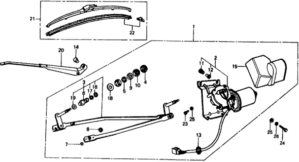 1975 Honda Civic Motor, Wiper Diagram for 38410-634-661