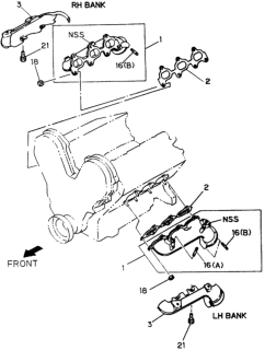 1997 Honda Passport Manifold, Passenger Side Exhuast Diagram for 8-97115-618-1