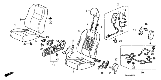 2012 Honda Insight Headrest Assy., FR. *NH820L* (NUANCE BLACK) Diagram for 81140-TM8-A91ZA