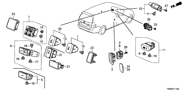 2015 Honda Odyssey Bulb B, B (14V 60Ma) Diagram for 35850-TK8-N11