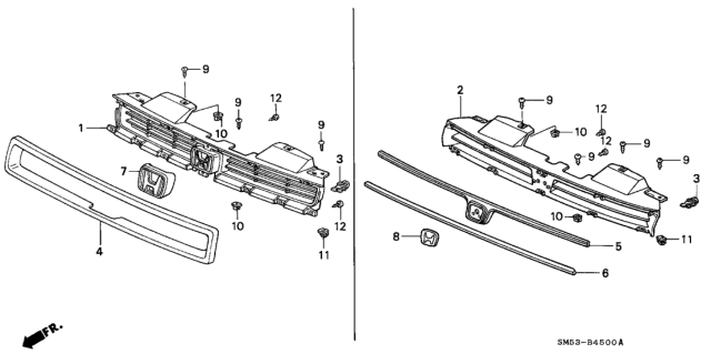 1992 Honda Accord Grille Diagram