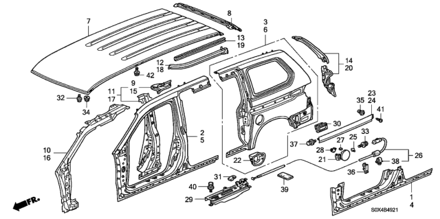 2002 Honda Odyssey Stiffener, L. Center Pillar Diagram for 63610-S0X-A10ZZ