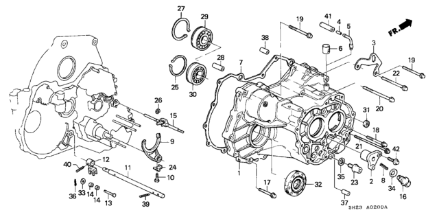 1988 Honda CRX AT Transmission Housing Diagram