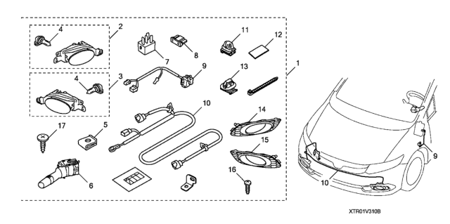 2012 Honda Civic 4 Door EX (HCM ENGINE/JPN A/T) KL 5AT Foglight Diagram