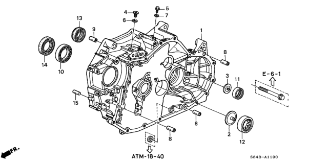 2002 Honda Accord AT Torque Converter Housing (V6) Diagram