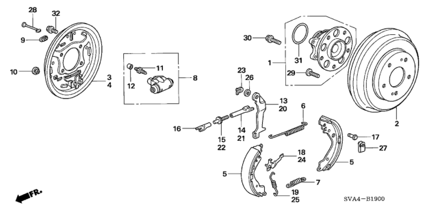 2008 Honda Civic Rear Brake (Drum) Diagram