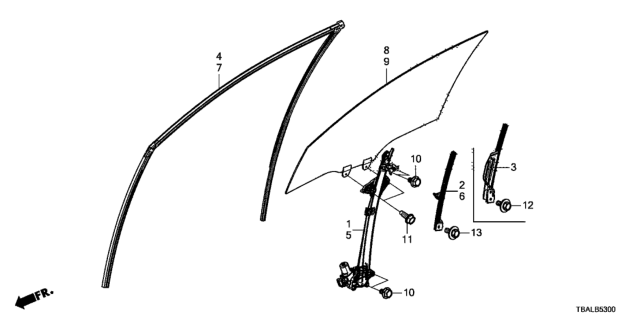 2020 Honda Civic Channel, Right Front Door Run Diagram for 72235-TEA-T02