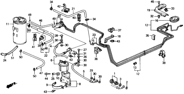 1990 Honda CRX 2 Door HF KH 5MT Fuel Pipe Diagram