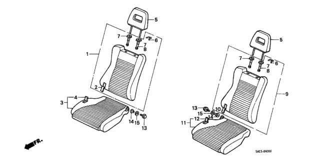 1991 Honda CRX Cover, Left Front Seat Cushion Trim (Palmy Blue) Diagram for 81531-SH2-A12ZA