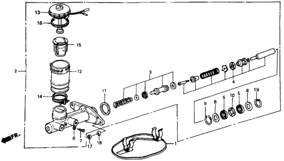 1987 Honda CRX 2 Door HF KA 5MT Master Cylinder Diagram