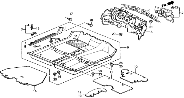 1991 Honda CRX Floor Mat Diagram