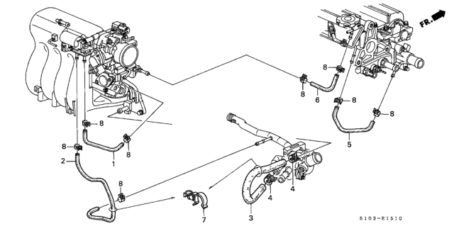 1997 Honda CR-V Water Hose Diagram