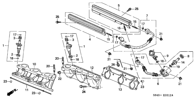 2000 Honda Accord Pipe, Front Fuel Diagram for 16610-P8C-A20