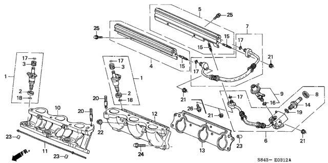 2001 Honda Accord Fuel Injector (V6) Diagram