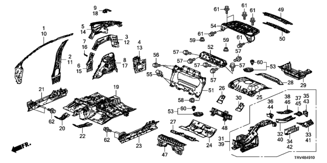 2017 Honda Clarity Electric Floor - Inner Panel Diagram