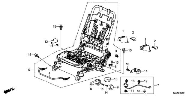 2013 Honda Accord Front Seat Components (Driver Side) (Manual Height) (TS Tech) Diagram