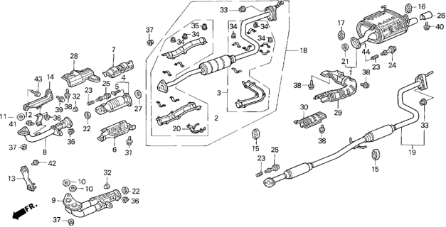 1992 Honda Civic Rubber, Exhuast Mounting Diagram for 18215-SR0-A01