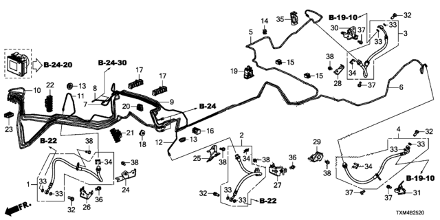 2019 Honda Insight Pipe U Complete, Brake Diagram for 46374-TXM-A00