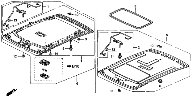 1992 Honda Accord Headliner Trim Diagram