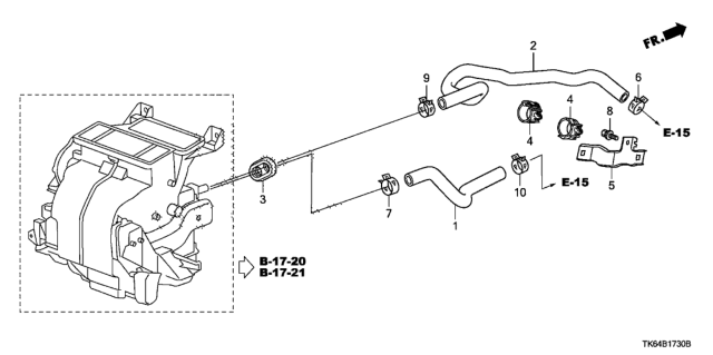 2010 Honda Fit Hose, Water Outlet Diagram for 79725-TK6-A00